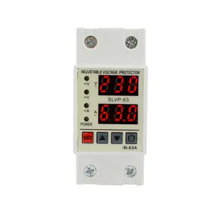 63A 230V Din Rail AC Adjustable Over Voltage And Under Voltage Protector Protective Device Relay With Over Current Protection