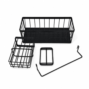 Étagère de rangement de cuisine moderne et écologique en fer, porte-éponge et porte-serviettes avec drainage, multifonctionnelle, murale ou à poser sur comptoir - Product Image 1