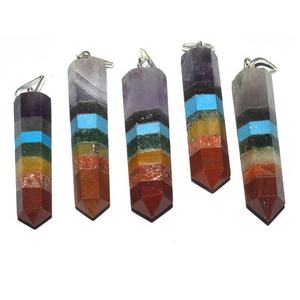 Colgantes de lápiz en forma de lápiz, piedra Natural India ecológica, Chakra pulido - Product Image 1