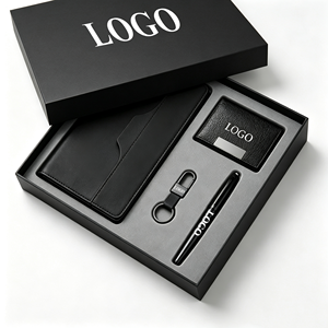 Custom Logo <b>Promotion</b> Luxury Business Gift Box Set 4 in 1 with A5 Notebook Pen <b>Card</b> Holder Keychain For Employees Welcome Kit - Product Image 2