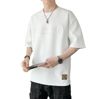 T-shirt décontracté à manches courtes pour homme 2026 avec imprimé lettres, respirant en polyester et coton, tendance été