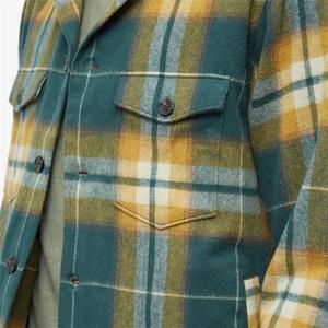 OEM personalizzato <span class=keywords><strong>verde</strong></span> colletto classico bottoni anteriori a maniche lunghe Flankets con orlo piatto Plaid petto <span class=keywords><strong>camicia</strong></span> <span class=keywords><strong>giacca</strong></span> da uomo - Product Image 4