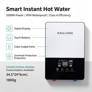 <span class=keywords><strong>Chauffe</strong></span>-<span class=keywords><strong>eau</strong></span> électrique instantané mural HAILIJING 5500W, écran tactile, classe IPX4, vente en gros OEM - Product Image 2