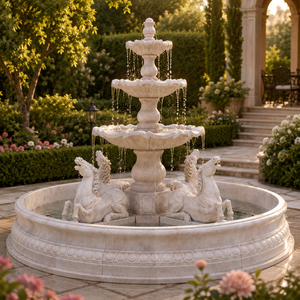 Fuente de Jardín Exterior Rosa Nublada con Figuras Clásicas y Fuente de Agua para Plaza - Product Image 6