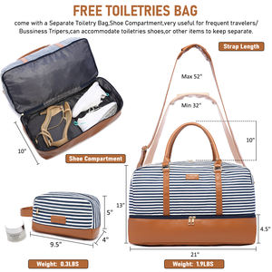 Realer-Bolsa de aseo para mujer, bolso de viaje de lona con compartimiento para zapatos, aprobado por <span class=keywords><strong>vuelo</strong></span> - Product Image 4
