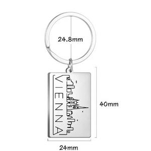 Mikiwu — porte-clés rectangulaire, <span class=keywords><strong>en</strong></span> acier inoxydable, épaisseur de 2mm, personnalisable, voyage du monde, Souvenir, pour voiture, hôtel, Rome - Product Image 1