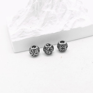 yunnique Stainless Steel Round Beads With Floral Pattern For Bracelet Making 8mm Casting Metal <b>Spacer</b> Beads - Product Image 1