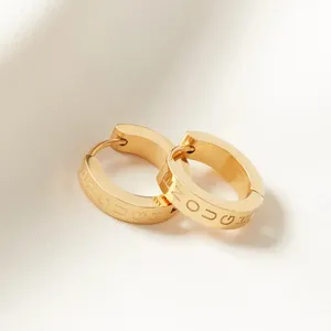 עגילי תכשיטים אופנה עגילי חישוק נירוסטה מצופה זהב 18k עגילי חישוק עגילי חישוק לנשים