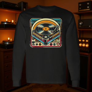 T-shirt à manches longues pour audiophile, lecteur de disques vinyles, vintage années 70 et 80 - Product Image 3