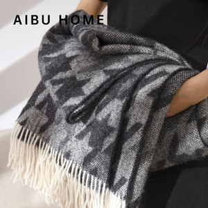 Aibu nhà 100% New Zealand cừu len giường chăn màu xám Hound răng kiểm tra chăn ném 140*200 cm len chăn - Product Image 3