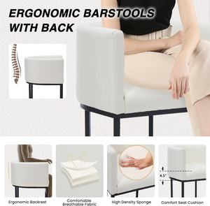 Tabourets <span class=keywords><strong>de</strong></span> <span class=keywords><strong>bar</strong></span> modernes blancs à hauteur <span class=keywords><strong>de</strong></span> comptoir, 24 pouces, en cuir PU, tabourets <span class=keywords><strong>de</strong></span> <span class=keywords><strong>bar</strong></span> <span class=keywords><strong>de</strong></span> cuisine, cadre tubulaire en métal noir, soldes - Product Image 5