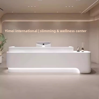 Comptoir de réception commercial en MDF pour salon de beauté, studio de yoga et restaurant - Style crème, ensemble complet