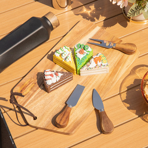 Acacia Wood <b>Cheese</b> Board With Stainless Steel <b>Knives</b> <b>Set</b> For Serving And Cutting <b>Cheese</b> - Product Image 4