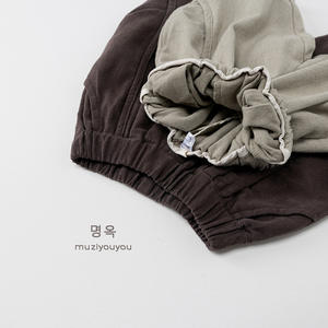 Nouveau modèle automne 2026 – Pantalon <span class=keywords><strong>d</strong></span>écontracté ample style coréen en pur coton pour enfants, coupe large, couleur unie enduite, pour garçons et filles - Product Image 4