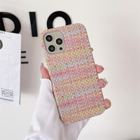 Nouvelle tendance : Coque de téléphone antichoc à motif tissé pour iPhone 15, 16, 17 Plus, Pro Max – Style féminin semi-enveloppant pour protection mobile