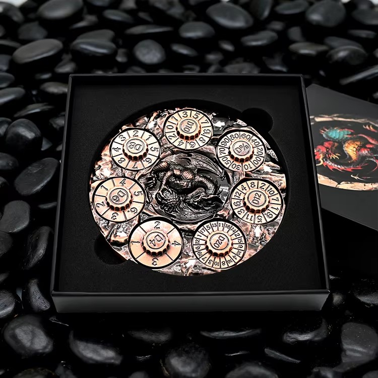 7-in-1 Gradient RPG Novelty Dragon Roulette Spinning Toy Game Accessory Metal Dice For Dragon And Dungeons