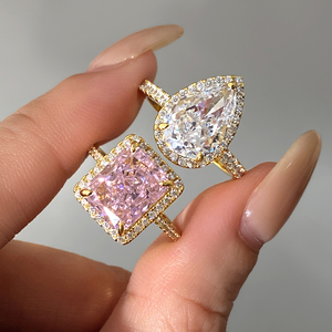Anillos de Compromiso y Promesa de Boda con Circonita Cúbica Rosa, Accesorios de Joyería con Encanto, Regalos para Mujer - Product Image 6