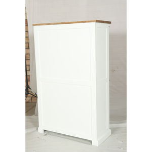 Mueble Alto de Madera Natural y Blanca Muro con Puertas Corredizas y Almacenamiento con Cajones - Product Image 5