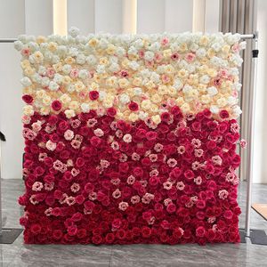 Panneau mural de fleurs artificielles en gros pour mariage, toile de fond enroulable 8ft x 8ft, mur de roses pour la décoration - Product Image 1