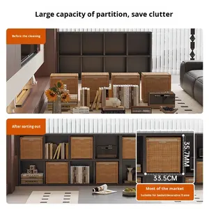 Meuble TV d'appoint en bois massif avec tiroirs, étagère de rangement <span class=keywords><strong>vintage</strong></span> à six compartiments pour salon et canapé - Product Image 5