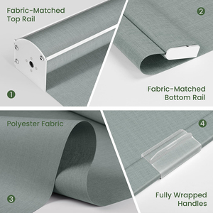 Zhenpin ม่านม้วนไร้สายแบบกันแสงยูวีมีเสถียรภาพ, ม่านม้วนในตัวสำหรับหน้าต่าง - Product Image 5