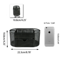 Gain de place noir 8 compartiments fournitures de bureau d'école organisateur de bureau en maille métallique avec tiroir
