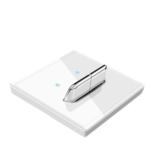 EU phong cách trắng phổ Tempered tường reset1gang chuyển đổi ánh sáng, phổ 2 cách Ổ Cắm Điện, Ổ Cắm và thiết bị chuyển mạch điện - Product Image 1