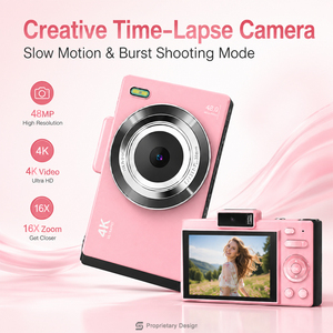 กล้องถ่ายรูปวินเทจ CCD 4K ออโต้โฟกัส 48MP เลนส์คู่ หน้าจอ IPS 2.8 นิ้ว รองรับ MP3 พอร์ต Type C สำหรับนักเรียนและผู้สร้างเนื้อหา - Product Image 5
