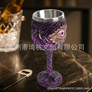Dragon Eye Stem Glass 304 Stainless Steel Resin <b>Wine</b> <b>Goblet</b> Party Decorative Ornament Handmade Novelty Gift - Product Image 3