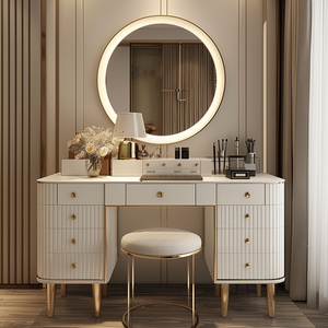 Best Sell Mirrored <strong>Make</strong> <strong>up</strong> <strong>Vanity</strong> Table Modern Dressing Table Set with Stool for Living Room - Product Image 1
