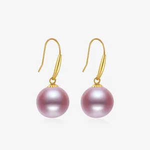 Wholesale Fashion Jewelry Fresh Water Pearl Ear Hoop 18K Gold Blemishes 10mm 10.5mm Pearl Hoop Earrings For Women