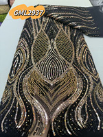 Tissus en dentelle perlée rouge de luxe pour robe de mariée, nouveau style africain 2025, tissu en dentelle perlée couture avec paillettes pour la couture