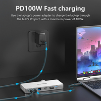Station d'accueil USB-C 14-en-1, 10 Gbps USB 3.2, 4K 60Hz, Ethernet Gigabit, lecteur de cartes SD/TF, adaptateur audio PD 100W, en alliage d'aluminium