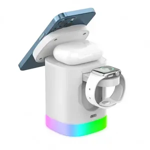 แท่นชาร์จไร้สายแม่เหล็ก <span class=keywords><strong>3</strong></span> in 1 รุ่นใหม่ สำหรับ iPhone, Apple Watch และ <span class=keywords><strong>AirPods</strong></span> พร้อมไฟ LED กลางคืน - Product Image 4