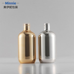 Botella de plástico de lujo Minnie de 500 ml, dorada y plateada, vacía, recargable, para champú, loción y cuidado corporal. - Product Image 1
