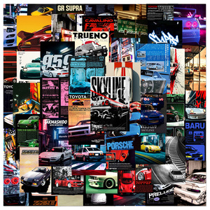50 Pezzi Adesivi Graffiti Super Cool per Auto da Corsa, Decorazione per Laptop e Pareti, Adesivi per Auto Sportive Giapponesi Modificate - Product Image 2