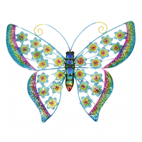 Ornement mural en métal multicolore en forme de papillon 3D, pour l'intérieur et l'extérieur, fourni par l'usine
