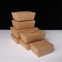 3 Formaten Wegwerp Afhaallocatie Doosjes Set Kraft Opvouwbare Lunch Bento Bakjes OEM Aangepaste Logo Groothandel Eco Biologisch Afbreekbare Doos