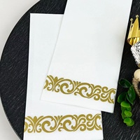 Luxe 40*40 lin sensation invité dîner serviettes fête mariage doux absorbant main Airlaid plié serviettes en papier de soie personnalisé