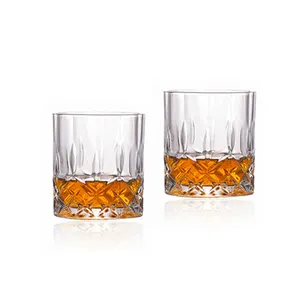 11oz Wholesale Engraved Heavy Base Glass Cocktail Bottom Custom Pattern Wine Cup Whiskey Glasses