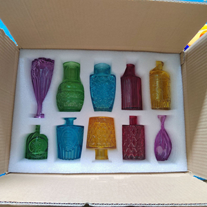 Jarrón de Vidrio Pequeño con Relieve Colorido, Estilo Europeo, para Flores, Botella Hidropónica, Decoración del Hogar - Product Image 1