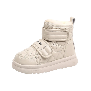 Botas Cortas de Invierno para Niños, Estilo Moderno, Suaves, Cómodas, Antideslizantes, Cálidas, Parte Superior de Cuero, Cierre de Velcro, Forro de Felpa, EVA - Product Image 1