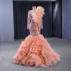 Jancember 222146 Stylish Long Sleeve Rose <b>Pink</b> Lace Mermaid Evening Formal <b>Dresses</b> - Product Image 3