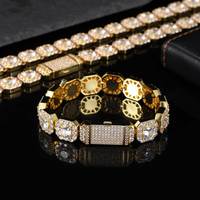 NL185 Collier Européen Américain 10mm Largeur Cuivre Zircon Hip-Hop Carré Rock Sugar Collier Homme Tendance Personnalité