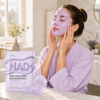 Masque facial en feuille hydratant anti-rides OEM pour peau de verre, avec NAD+, Bakuchiol, Collagène et Peptides, en hydrogel
