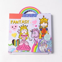Ensemble d'autocollants et de pochoirs pour enfants personnalisés, livre de coloriage et outils de peinture, jouet interactif