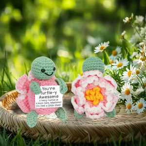 ตุ๊กตาถักโครเชต์รูปสัตว์น่ารักสำหรับเดสก์ท็อปเครื่องประดับแบบแฮนด์เมดรูปเป็ดเต่าหนูแฮมสเตอร์ประทับตราพร้อมการ์ดให้กำลังใจ - Product Image 3