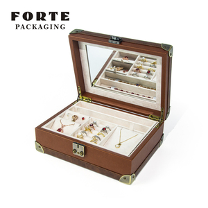 FORTE - Estuche de Joyería de Piel Sintética con Logotipo Personalizado, Grande, de 3 Niveles, con Cierre, Color Rojo, para Collares, Anillos, Pendientes, Regalo de Boda, con Cerradura - Product Image 4