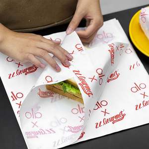 Empaquetado de Papel a Prueba de Grasa e Impermeable de Grado Alimenticio con Logotipo Impreso Personalizado de Fábrica para Envolver Hamburguesas, Sándwiches, Pizza y Pan - Product Image 1