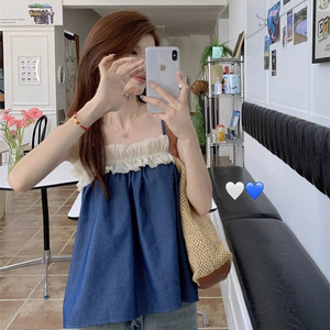 Nouvelle Camisole Femme Style Français Polyvalente en Chiffon à Volants et Détails Brodés, Idéale pour l'Été et le Style Rétro - Product Image 5